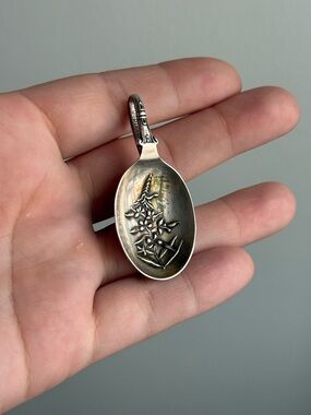 Yukon Purple Fireweed Flower Pendant Keychain Recycled Vintage Cutlery